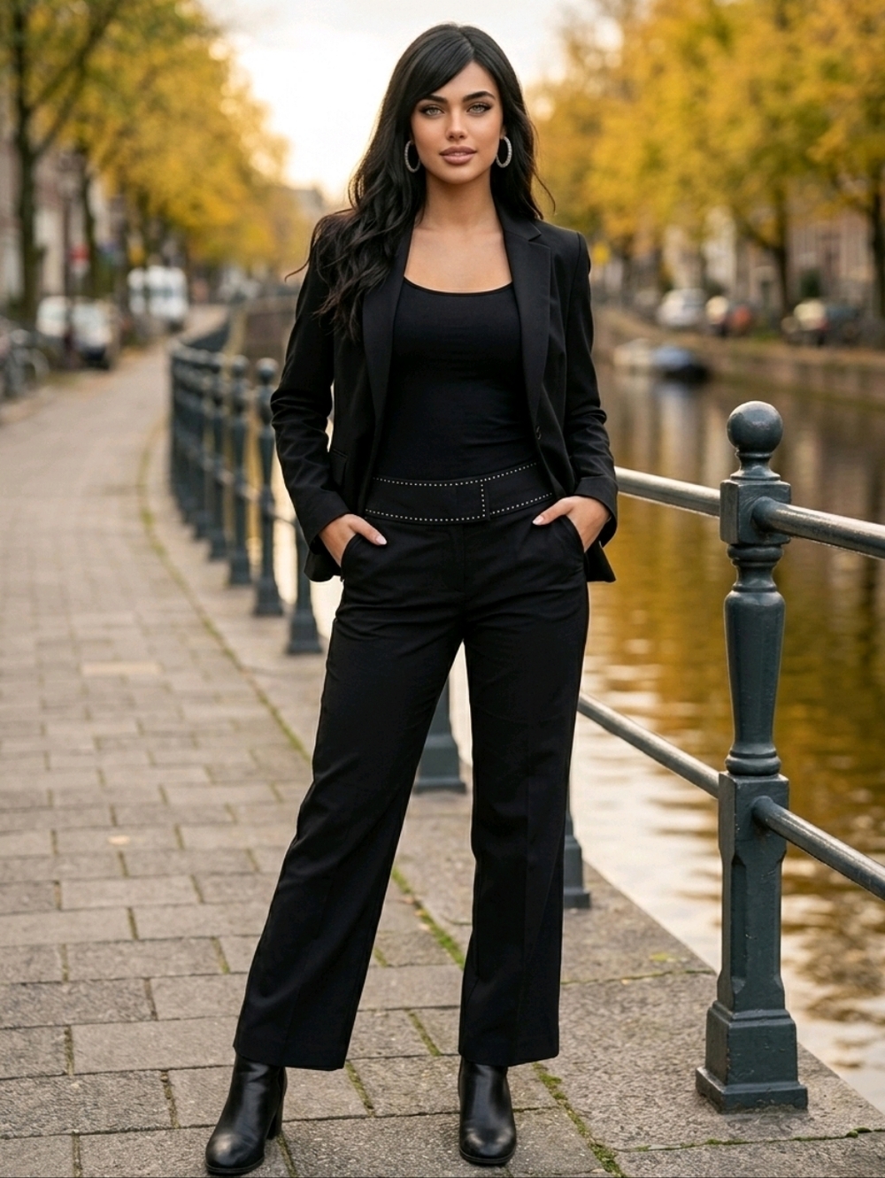 🔹️NWT WHBM Black w/White Contrast Stitching Legacy Crop Wide Leg Pants Size 8